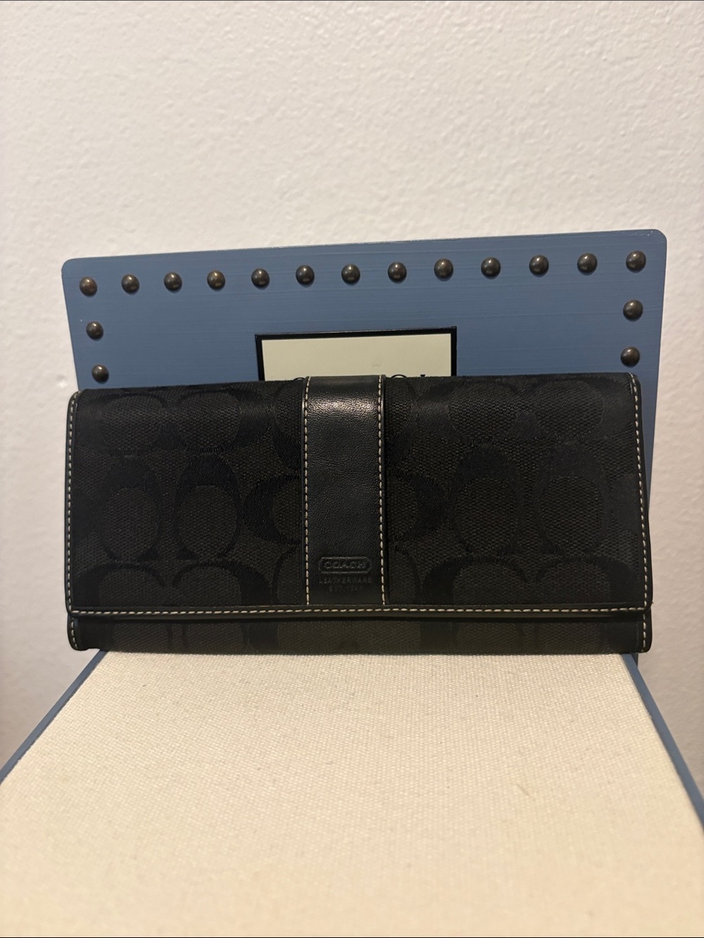 Coach Signature Black Canvas & Leather Long Wallet